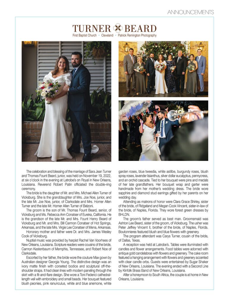 Formal One Page – Delta Magazine- Cleveland, MS